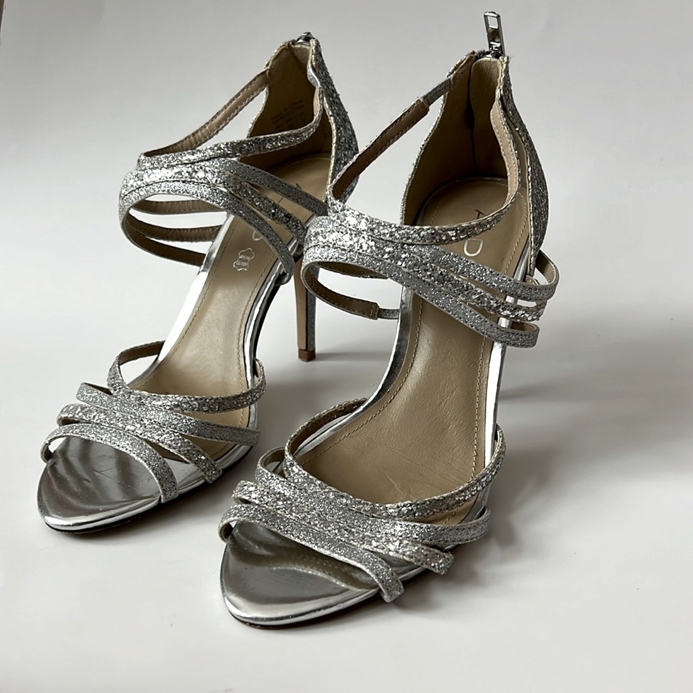 ALDO glitter silver heels 8.5
